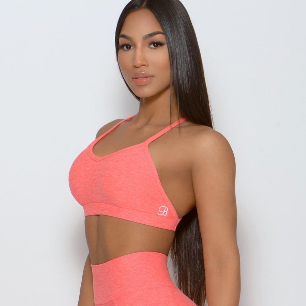 BRAID BACK SPORTS BRA CORAL SIZE M NWT BOMBSHELL - Picture 3 of 10